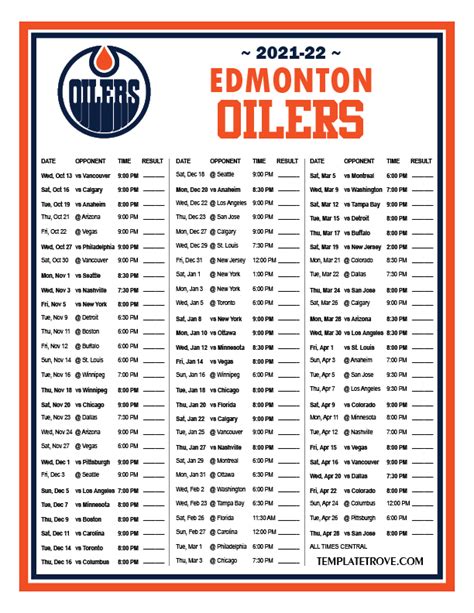 edmonton oilers ice hockey schedule